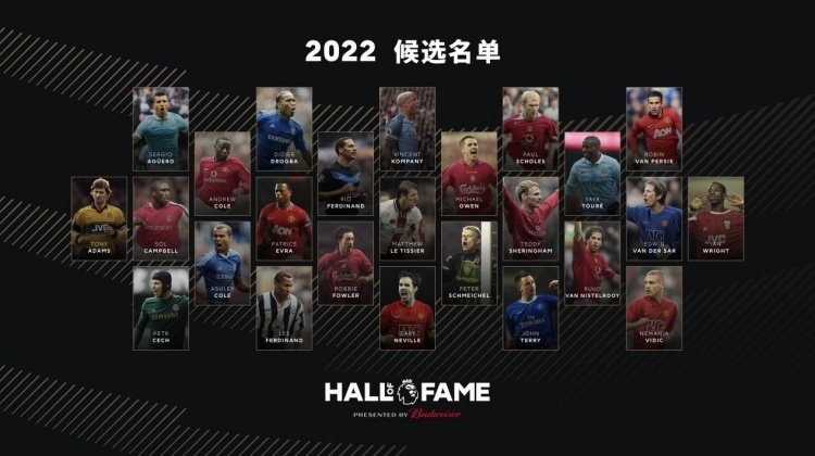星光熠熠🌟2022英超名人堂25人候选：阿圭罗、范佩西、欧文在列